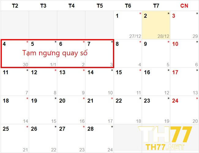 Lich tam ngung quay so trong dip Tet Ky Hoi 2019